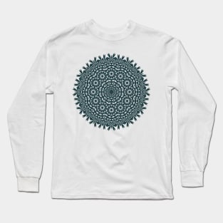 Sacred Leaf Mandala (Dark Blue) Long Sleeve T-Shirt